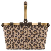 Leopardenmuster-Einkaufskorb mit goldfarbenem Rahmen, Vorderansicht