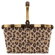Leopardenmuster-Einkaufskorb mit goldfarbenem Rahmen, Vorderansicht