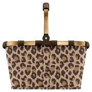 Leopardenmuster-Einkaufskorb mit goldfarbenem Rahmen, Vorderansicht