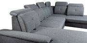 Graues Ecksofa mit verstellbaren Kopfstützen, Perspektive von der linken Seite