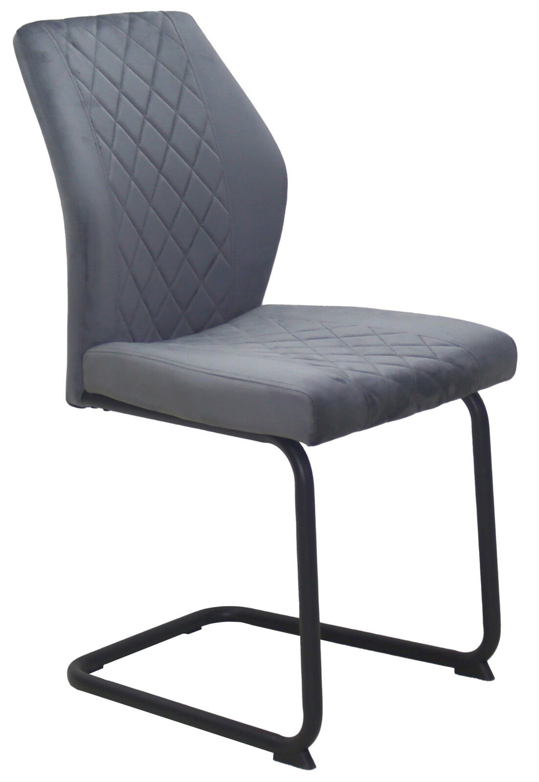 Z2 Schwingstuhl OSLO Grauer Schwingstuhl OSLO mit gestepptem Muster auf der Rückenlehne, seitliche Perspektive