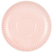 Rosa Kombi-Untertasse klein 12 cm von oben betrachtet, mit geriffeltem Randmuster.