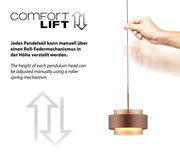 LED-hanglamp met handmatig verstelbare ophangkabel, zijaanzicht