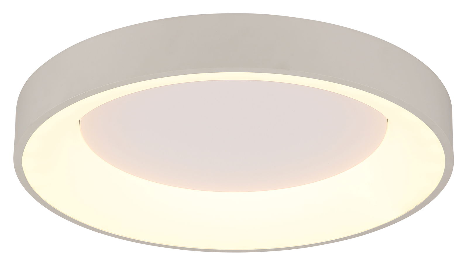 Globo Lighting LED-Deckenleuchte GALLEGOS Runde LED-Deckenleuchte in Seitenansicht mit weißem Gehäuse und leuchtendem Rand