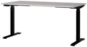 Modern elektrisch bureau 160x80 met zwart onderstel en grijs tafelblad, zijaanzicht