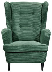 Grüner Sessel mit geripptem Stoff, Frontalansicht