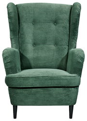 Grüner Sessel mit geripptem Stoff, Frontalansicht