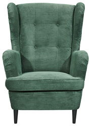 Grüner Sessel mit geripptem Stoff, Frontalansicht