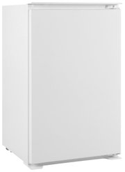 Weißer Einbau-Kühlschrank mit glatter Front, Produktansicht schräg von vorne links