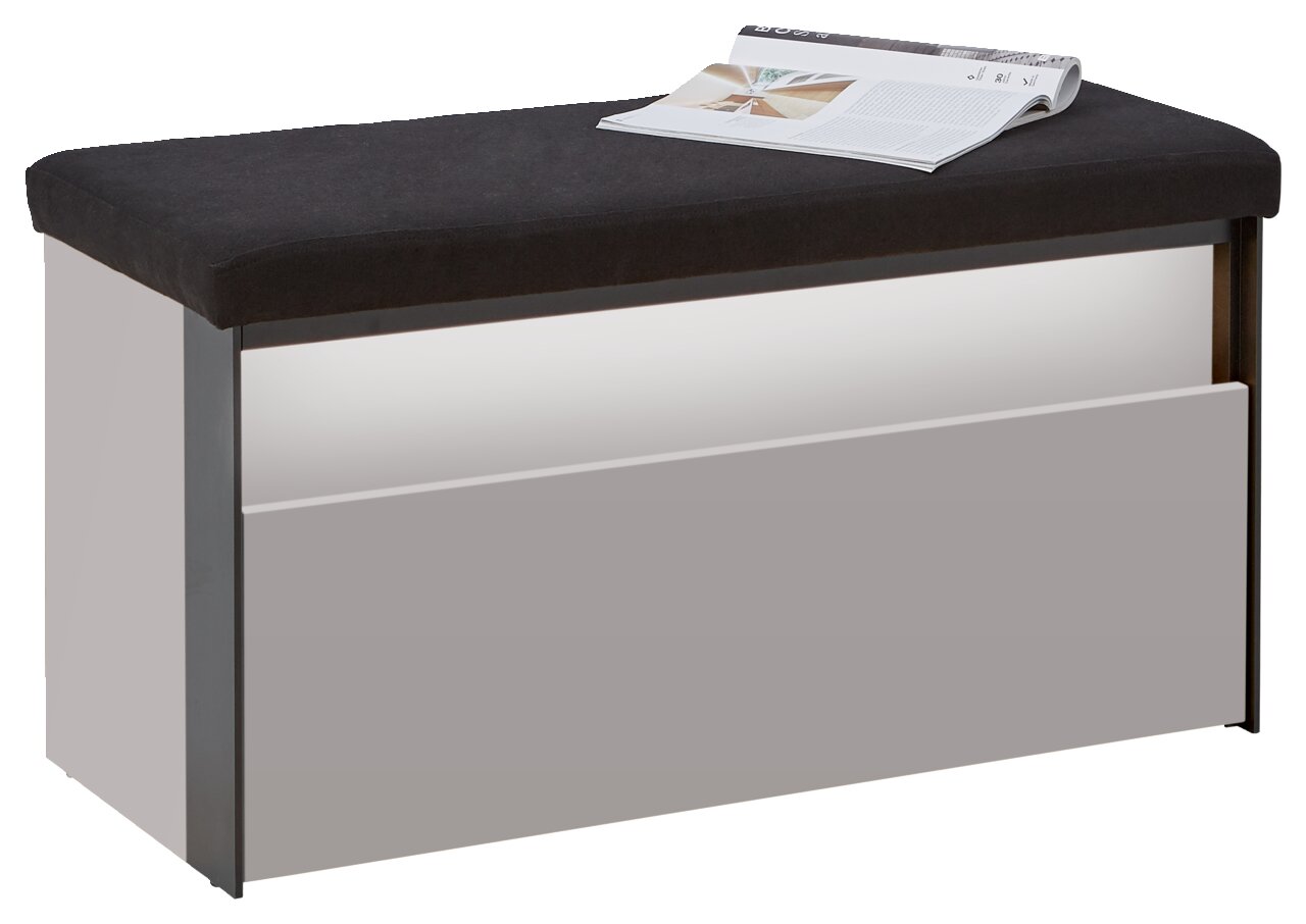 Voleo Garderobenbank ZAYA Garderobenbank mit schwarzer Sitzfläche und Stauraum, seitliche Perspektive