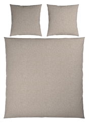 Beige Wendebettwäsche-Set mit zwei Kissenbezügen und einem Bettdeckenbezug, Draufsicht