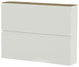 Moderner Hängeschuhschrank mit zwei Klappen in Weiß, seitliche Perspektive