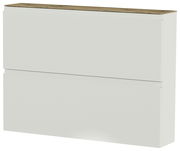 Moderner Hängeschuhschrank mit zwei Klappen in Weiß, seitliche Perspektive