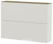 Moderner Hängeschuhschrank mit zwei Klappen in Weiß, seitliche Perspektive