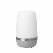 LED-Outdoorleuchte SPIRIT von Blomus, zylindrische Form, weiße Oberfläche, silberner Ring, frontale Ansicht