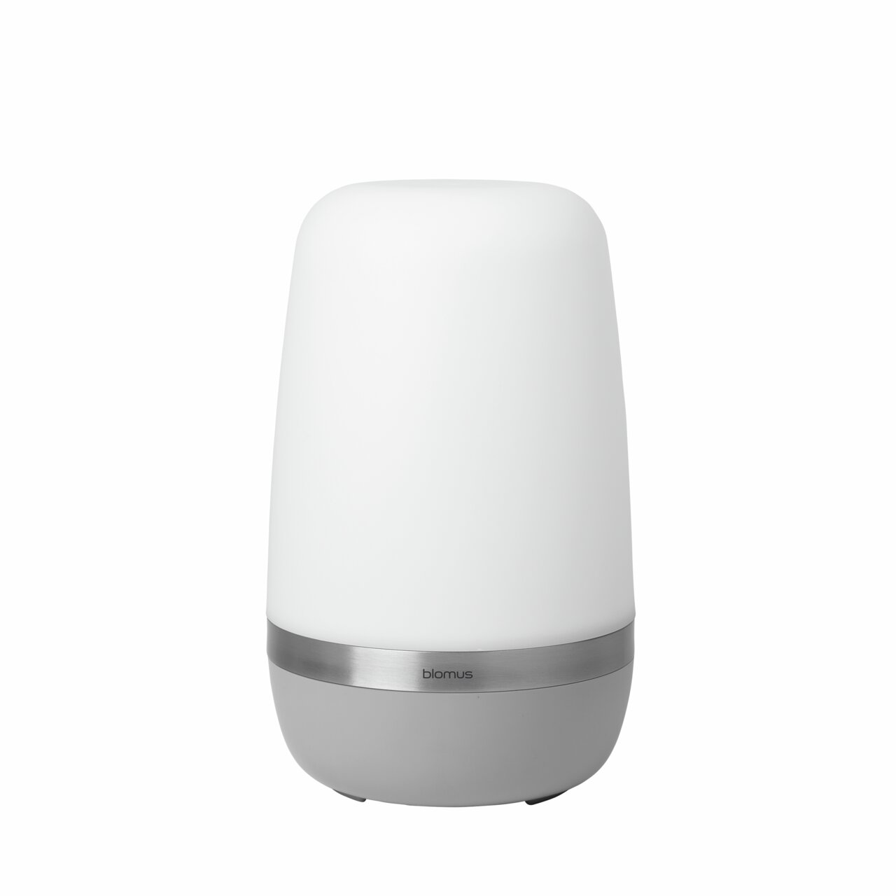 blomus LED-Outdoorleuchte SPIRIT LED-Outdoorleuchte SPIRIT von Blomus, zylindrische Form, weiße Oberfläche, silberner Ring, frontale Ansicht