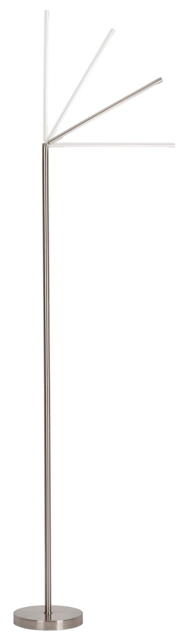 Moderne LED-Stehleuchte aus Metall mit verstellbaren Armen, seitliche Perspektive