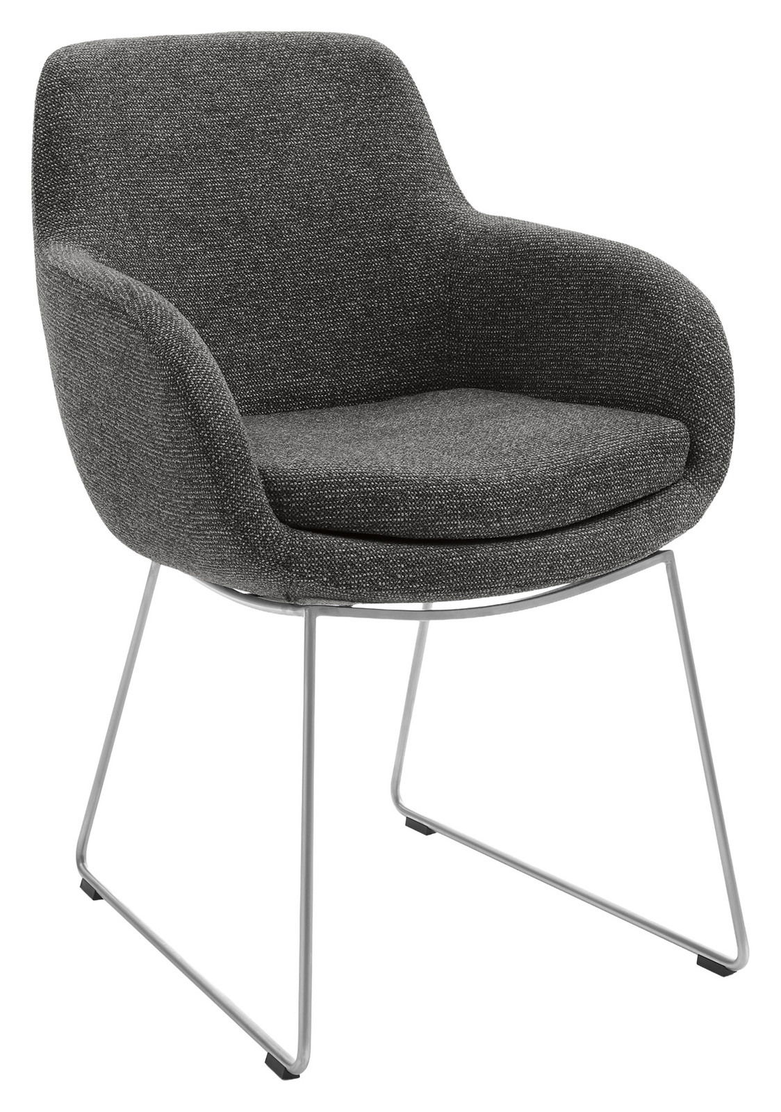 Musterring Armlehnstuhl MR TAVIA Grauer Armlehnstuhl mit modernem Design und Metallgestell, seitliche Perspektive