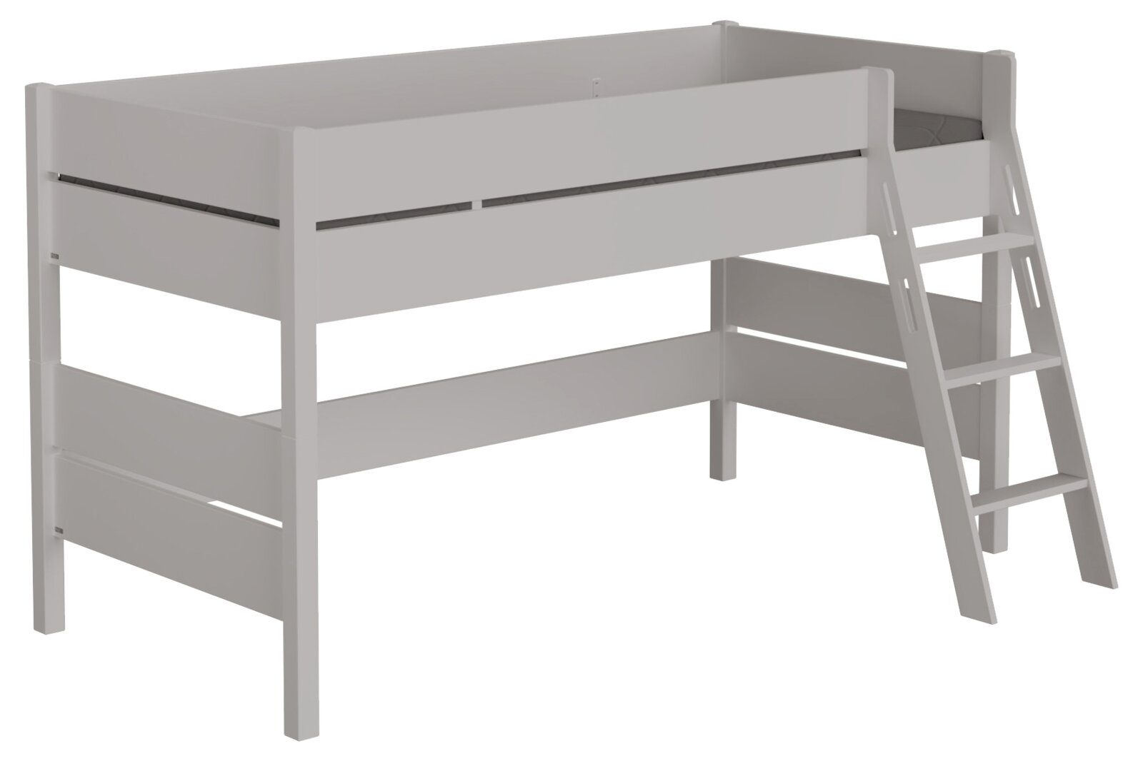 Wit speelbed met ladder, zijaanzicht
