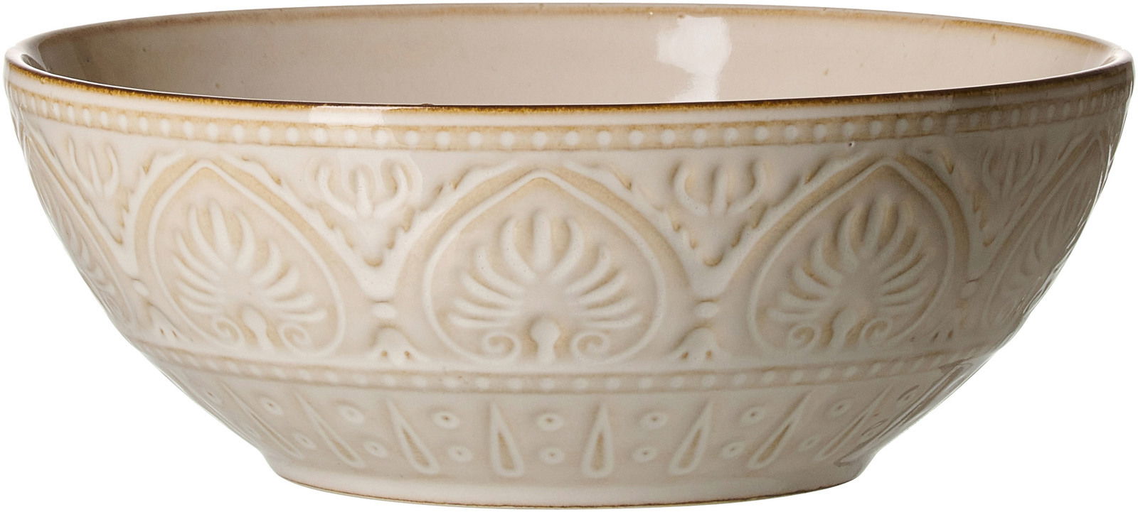 Beige Schale Omara mit dekorativem Muster, seitliche Perspektive