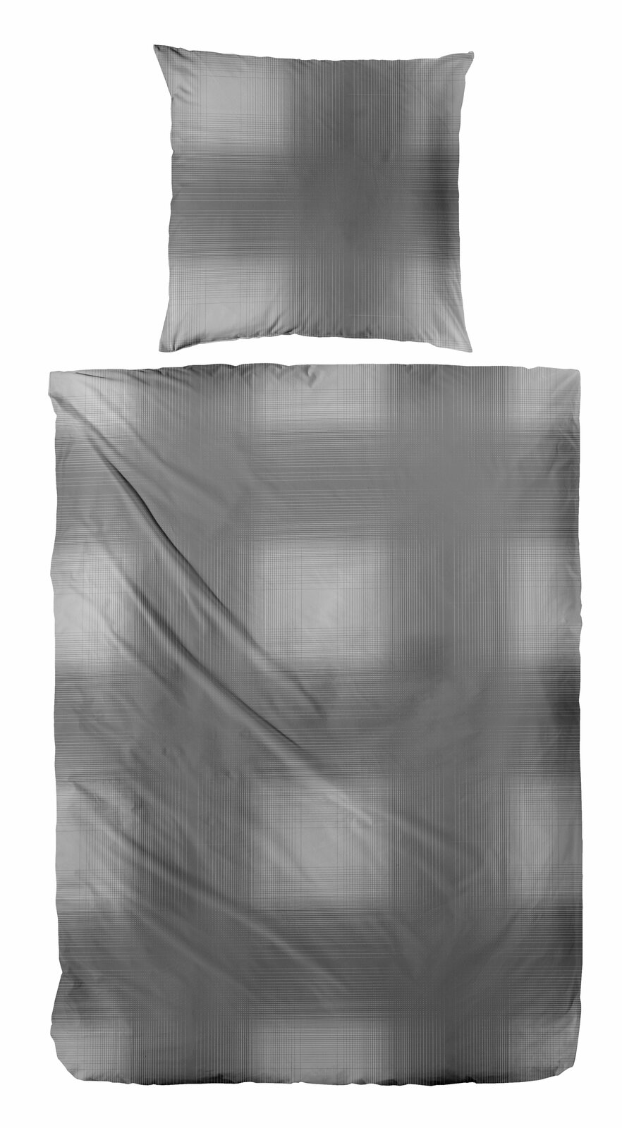 Bettwäsche-Set 135x200cm in Grau mit geometrischem Muster, Ansicht von oben