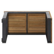 Beistelltisch aus Holz und Metall, Rückansicht