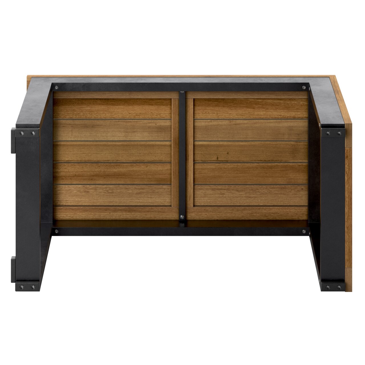 Beistelltisch aus Holz und Metall, Rückansicht