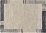 Frisé-Teppich in quadratischer Form mit grauem und beigem Muster, Draufsicht