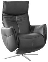 Schwarzer Relaxsessel aus Leder mit verstellbarer Rückenlehne und modernem Design, seitliche Perspektive