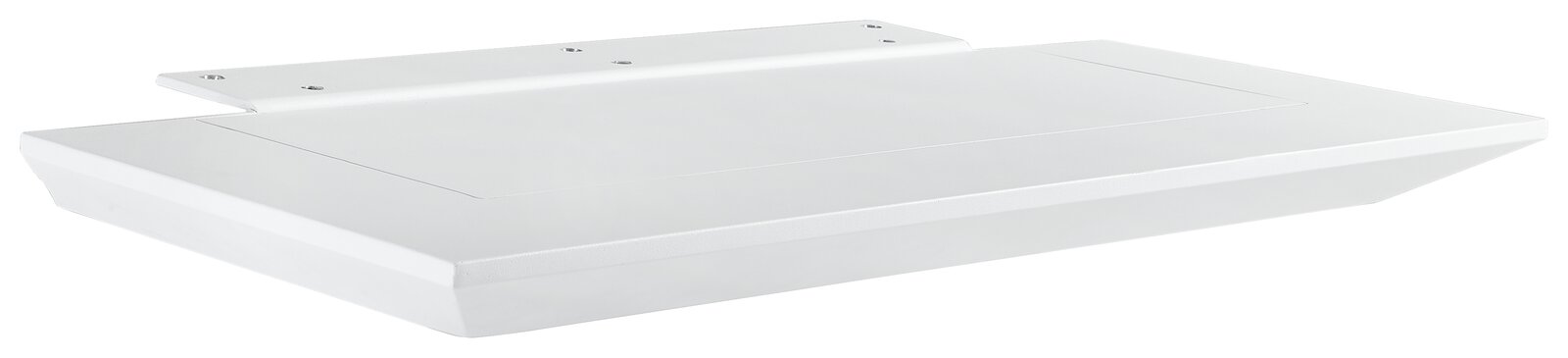 Weiße Seitenablage aus Metall, seitliche Perspektive