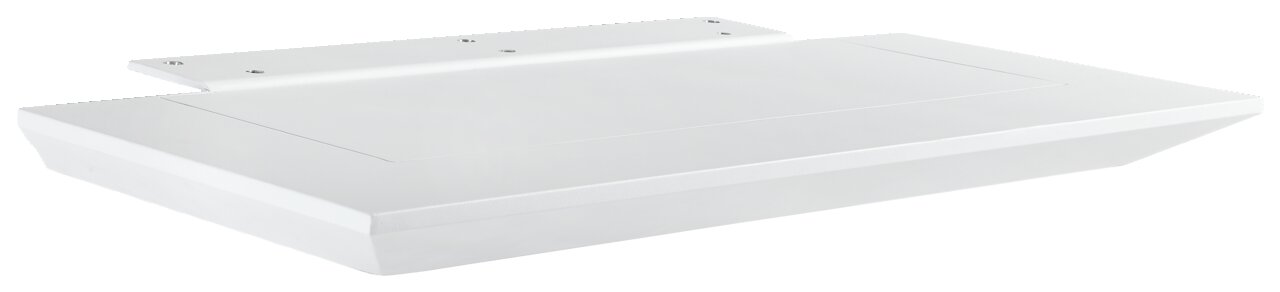 Weiße Seitenablage aus Metall, seitliche Perspektive