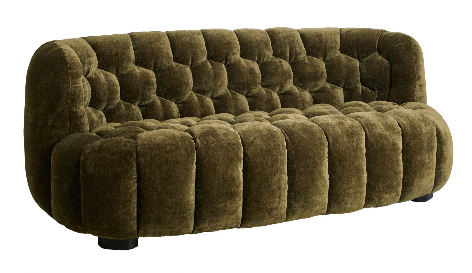 Light&Living Couch AMARA Grüne, gepolsterte Couch mit Samtbezug in Frontalansicht