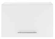 Weißer Aufsatzschrank mit Metallgriff, Frontalansicht