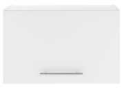 Weißer Aufsatzschrank mit Metallgriff, Frontalansicht