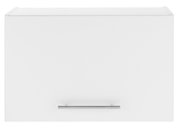 Weißer Aufsatzschrank mit Metallgriff, Frontalansicht