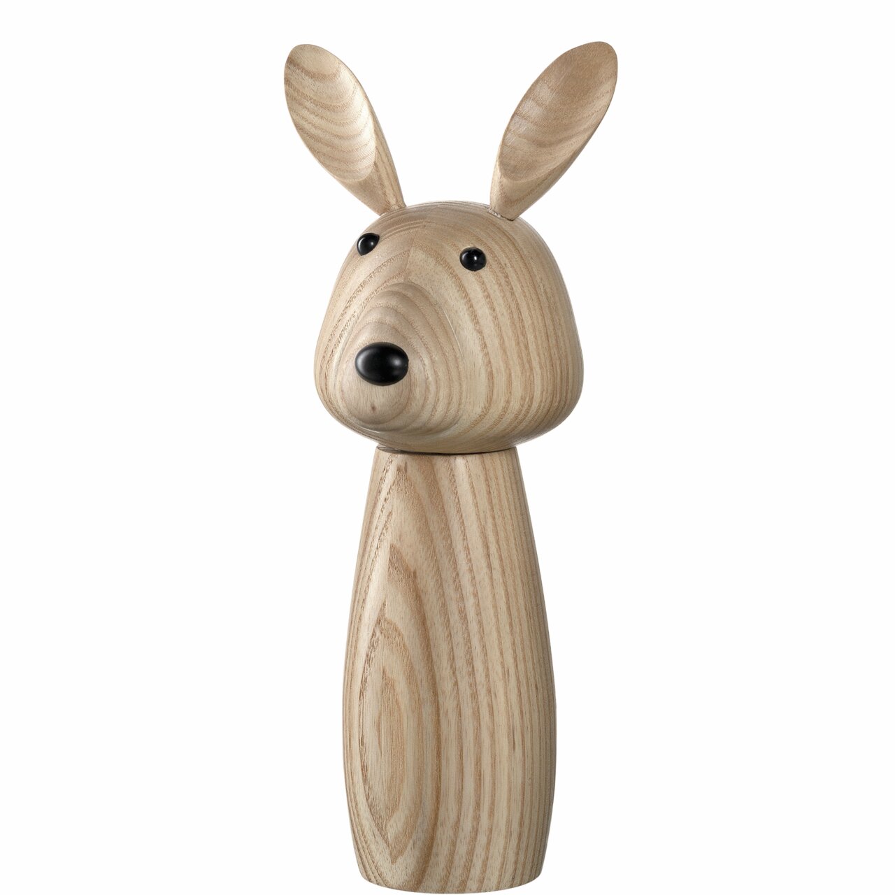 Gewürzmühle aus Holz in Form eines Hasen, frontal abgebildet