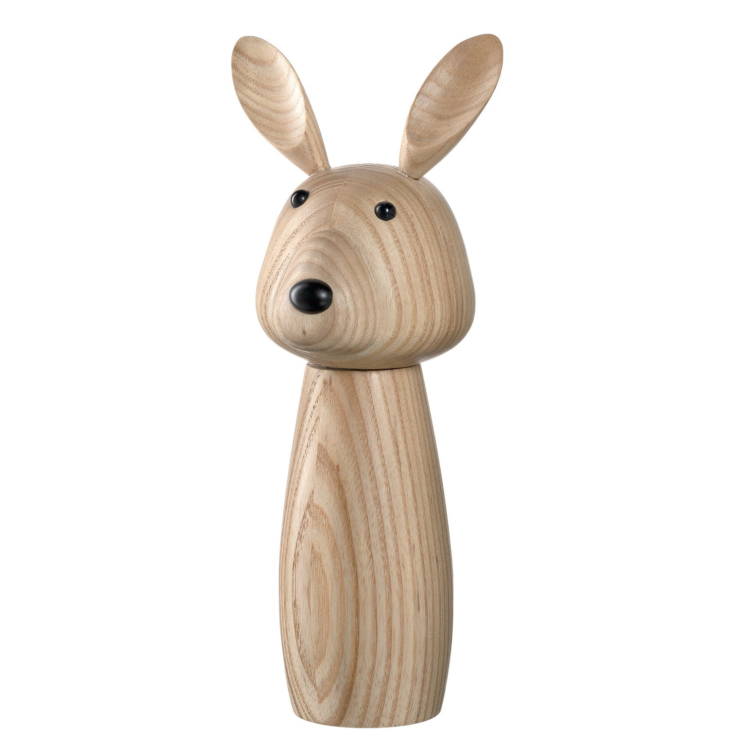 Gewürzmühle aus Holz in Form eines Hasen, frontal abgebildet