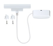 Stromeinspeisung für URAIL-System von PAULMANN, weiße Komponenten mit Kabel, Draufsicht
