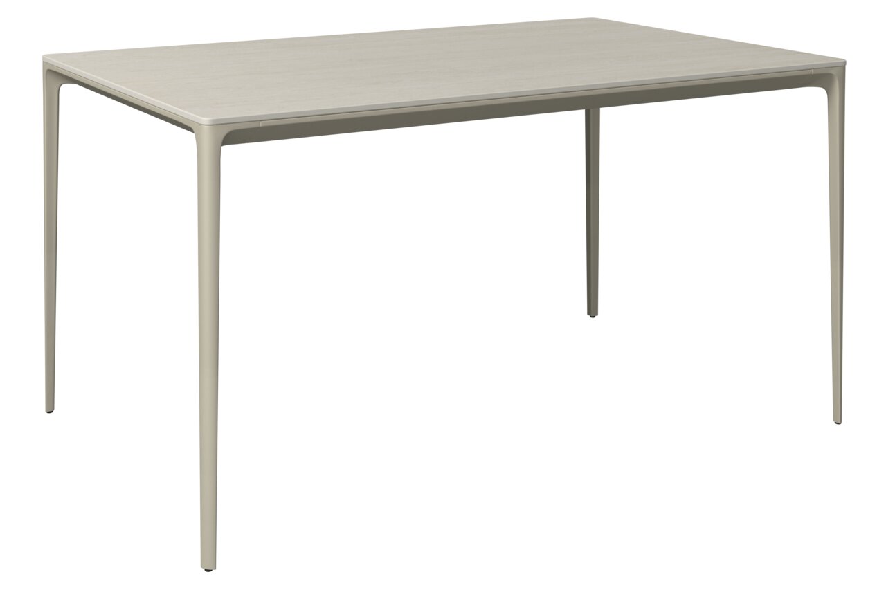 Dieter Knoll Gartentisch PATAGONA BEIGE Moderner Gartentisch aus hellem Holz mit schlanken Beinen, seitliche Perspektive