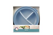 Blaue runde Bento-Schale Cirqula von Mepal in einer Verpackung, Ansicht von oben