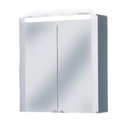 Spiegelschrank mit zwei Türen und integrierter Beleuchtung, seitliche Perspektive