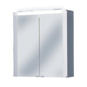 Spiegelschrank mit zwei Türen und integrierter Beleuchtung, seitliche Perspektive