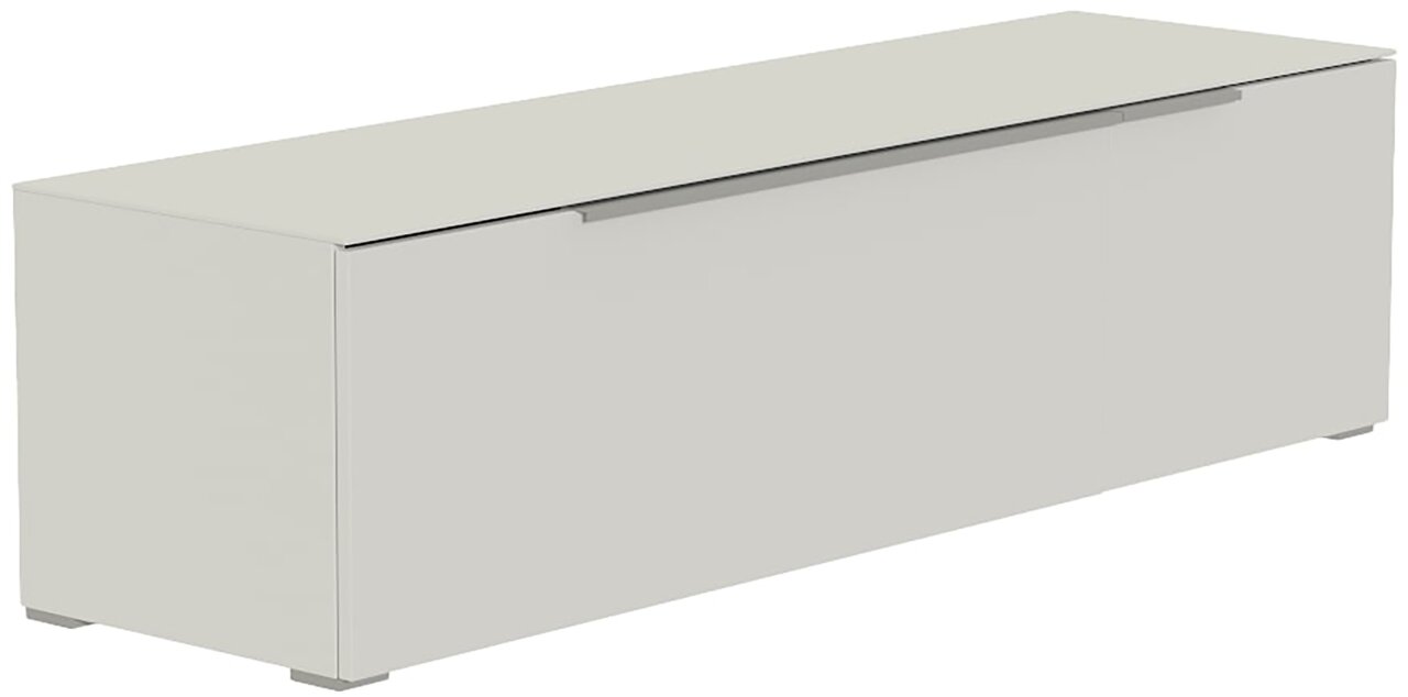 TV-Lowboard in hellem Design, seitliche Perspektive
