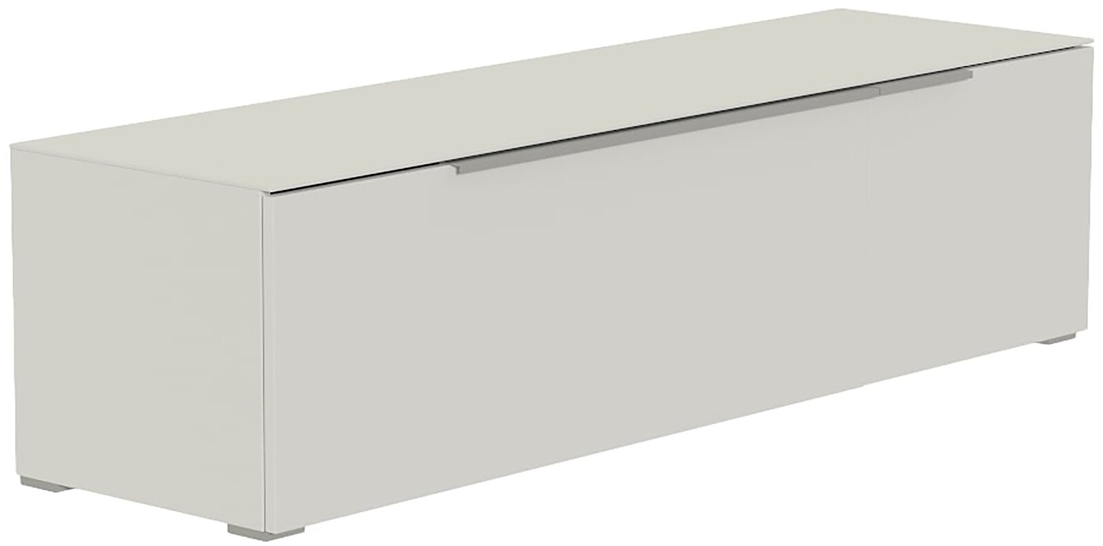 TV-Lowboard in hellem Design, seitliche Perspektive
