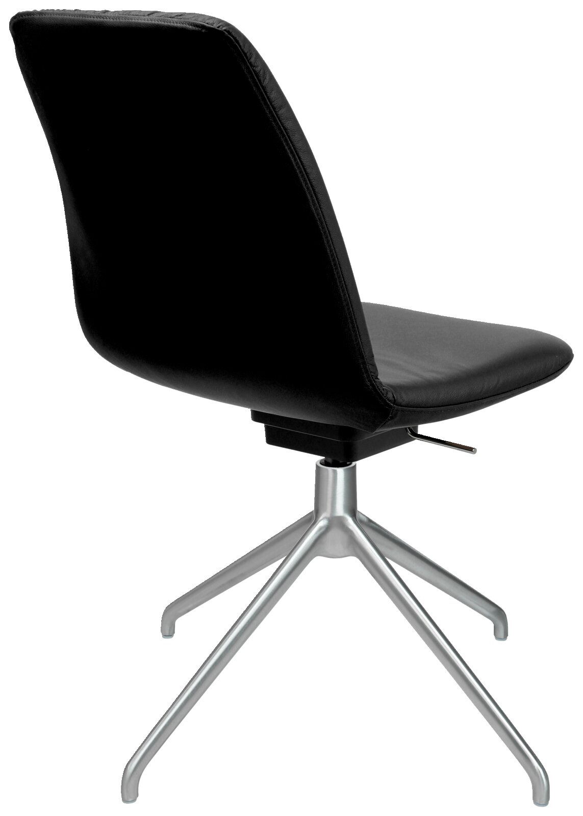 Moderner schwarzer Stuhl mit Metallgestell, Rückansicht
