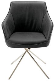 Moderner schwarzer Sessel mit Metallbeinen, Vorderansicht