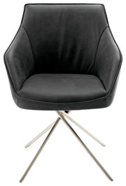 Moderner schwarzer Sessel mit Metallbeinen, Vorderansicht