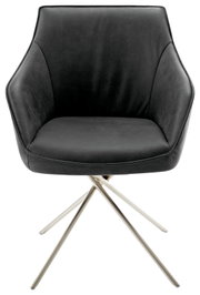 Moderner schwarzer Sessel mit Metallbeinen, Vorderansicht