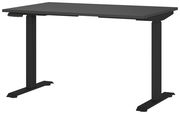 Elektrisch höhenverstellbarer Schreibtisch in Schwarz, seitliche Perspektive