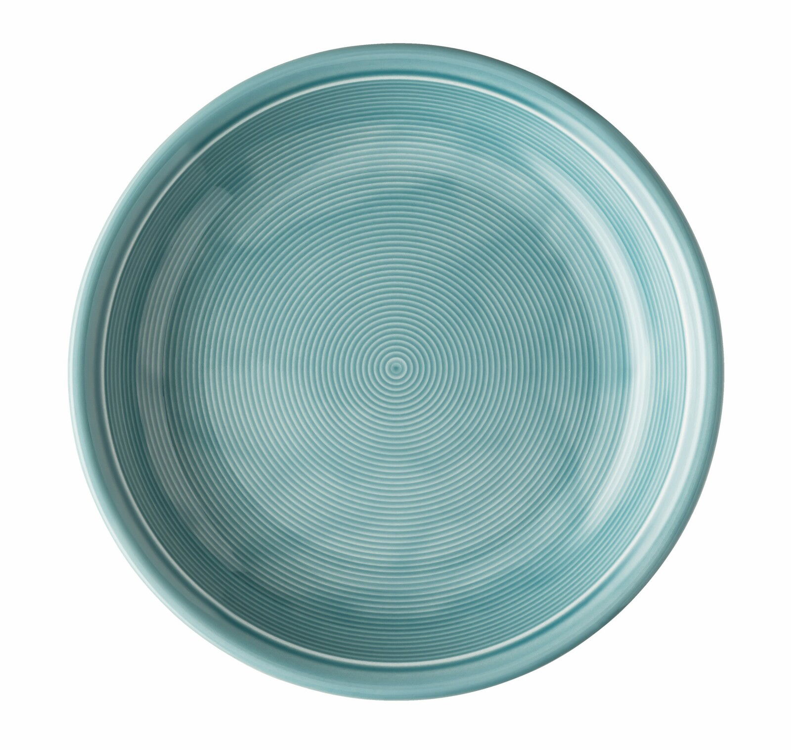 Suppenteller 22 cm Ice Blue, Draufsicht, mit feinen konzentrischen Kreisen.